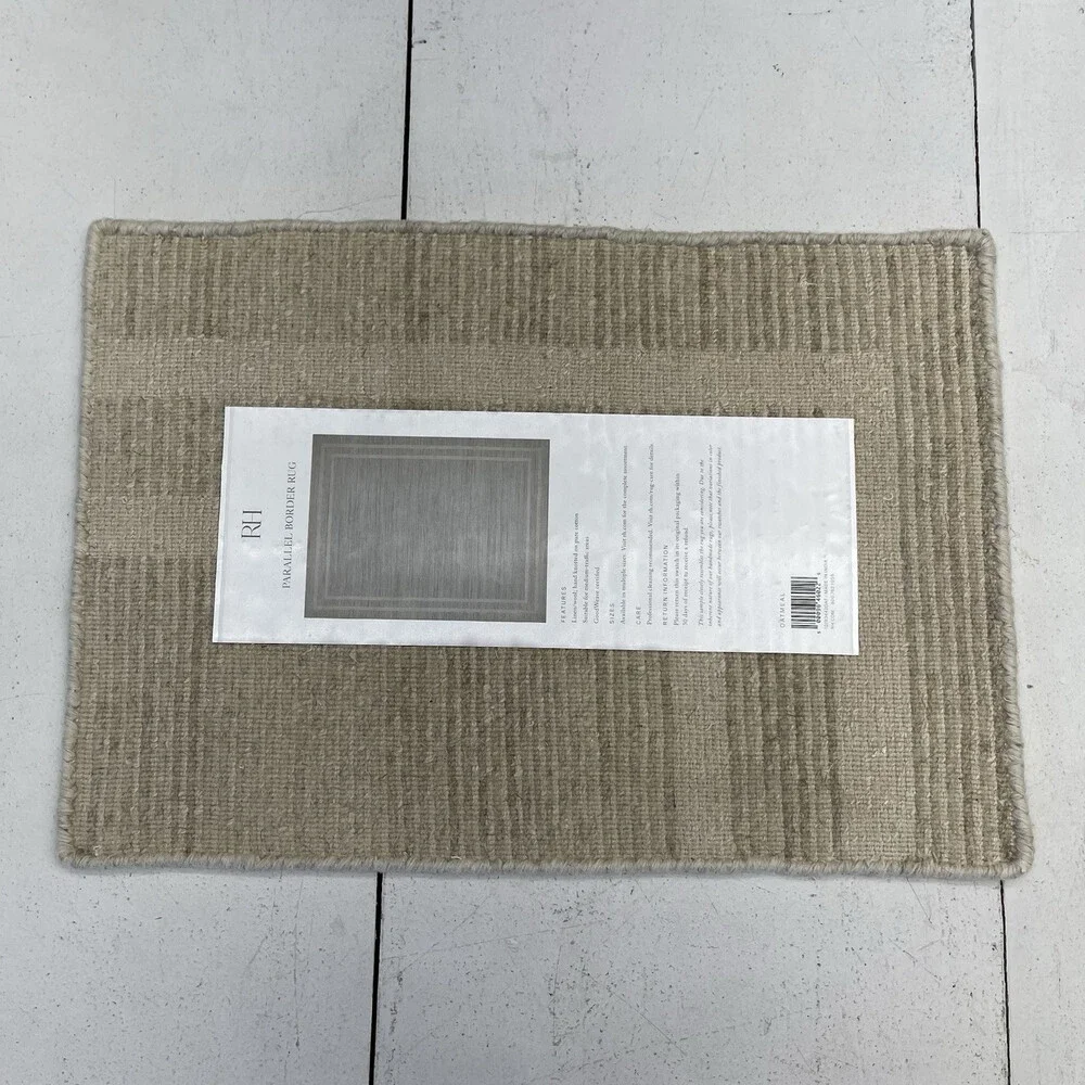 Restoration Hardware Oatmeal Parallel Border Sample Rug